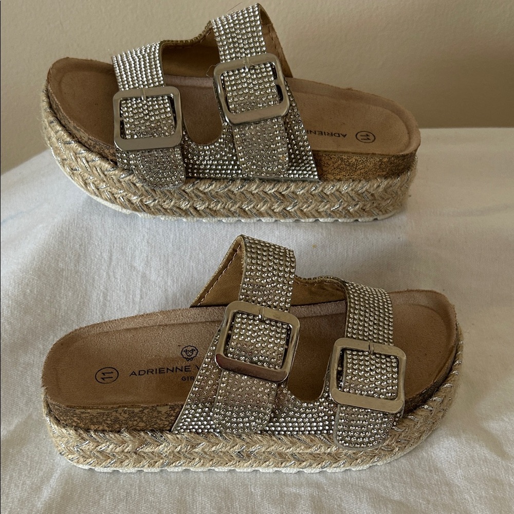 Adrienne Vittadini Silver Buckle Sandals